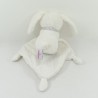 Doudou handkerchief rabbit POMMETTE white embroidered "My little heart"