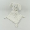 Doudou handkerchief rabbit POMMETTE white embroidered "My little heart"