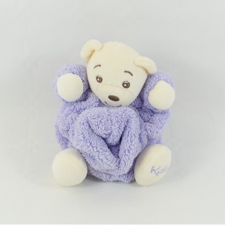 Mini doudou ours KALOO lavande plume attache tétine 12 cm