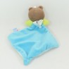 Doudou flat bear SUCRE D'ORGE white and blue triangle 23 cm