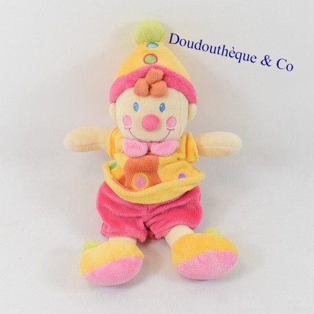 Doudou Clown Lutin brand NICOTOY 25cm colored peas