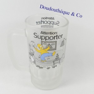 Homer SIMPSONS Boccale da Birra Caution Supporter Vetro Opaco 16 cm