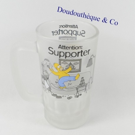 Homer SIMPSONS Beer Mug Caution Supporter Opaque Glass 16 cm Homer SIMPSONS Beer Mug Caution Supporter Opaque Glass 16 cm