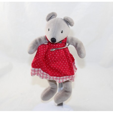 Peluche Nini mouse MOULIN ROTY The Big Family dress red white polka dots 20 cm