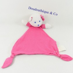 Blanket flat bear MUSTELA Musti pink and white triangle 26 cm