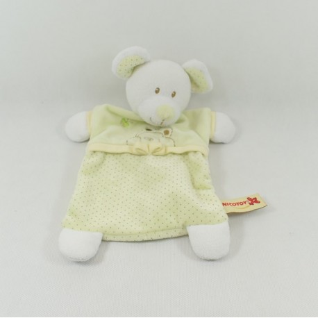 Doudou flat mouse NICOTOY rectangle green butterfly bear 25 cm