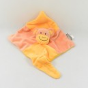 Doudou marionnette singe BÉBÉ9 orange attache tétine Bébé 9 34 cm