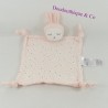 Doudou flat rabbit VERTBAUDET sleeping pink star and polka dots 25 cm