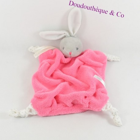 Manta conejo plano KALOO Pluma frambuesa rosa 4 nudos tejidos 25 cm
