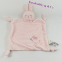 Doudou flat rabbit VERTBAUDET pink sleeper and multicolored patterns