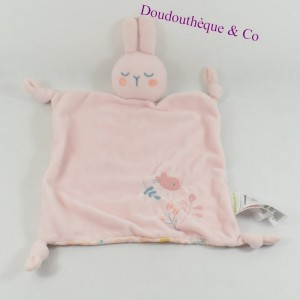 Doudou conejo plano VERTBAUDET durmiente rosa y patrones multicolores