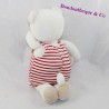 Musical bear bear LINVOSGES red and white striped 28 cm