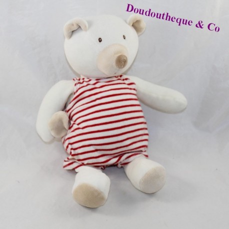 Musical bear bear LINVOSGES red and white striped 28 cm