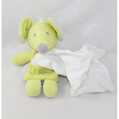 Doudou handkerchief mouse SUCRE D'ORGE Cashew green anise grey 18 cm