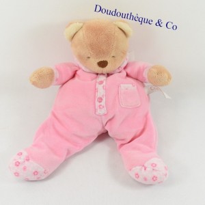 Teddy bear COROLLE pink and flowery pajamas 30 cm