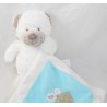 Doudou Bear NICOTOY with blue and white handkerchief 23 cm
