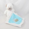 Doudou Bear NICOTOY with blue and white handkerchief 23 cm