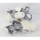 Doudou marionnette vache HISTOIRE D'OURS gris et blanc 23 cm