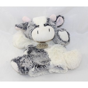Doudou puppet cow HISTORY OF BEAR gray and white 23 cm