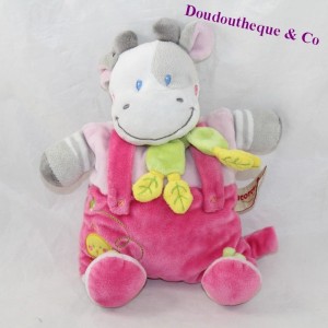 Doudou semi-flat cow NICOTOY pink chick attaches nipple 26 cm