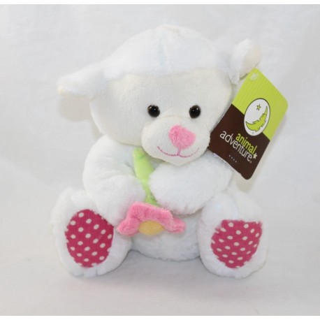 Stuffed sheep ANIMAL ADVENTURE white pink flower lamb 20 cm