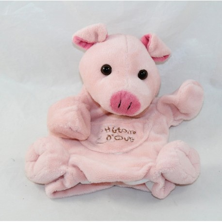 Doudou marionnette cochon HISTOIRE D'OURS rose poche 24 cm