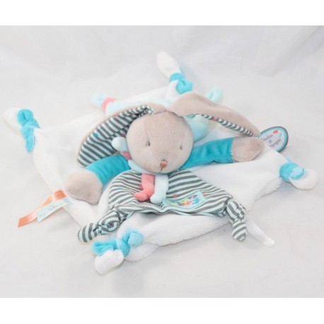 Doudou flaches Kaninchen DOUDOU ET COMPAGNIE Happy blau weiß gestreift Doudou flaches Kaninchen DOUDOU ET COMPAGNIE Happy blau weiß gestreift