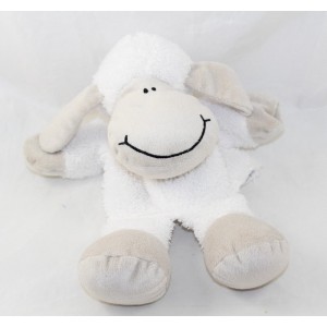 Doudou marionnette mouton LILALU blanc beige Li La Lu 28 cm
