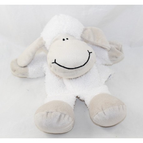 Doudou marionnette mouton LILALU blanc beige Li La Lu 28 cm