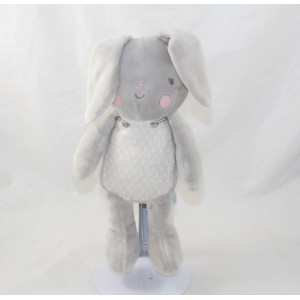 Doudou Kaninchen KLORANE grau rosa Samt Babystoff Labor 25 cm