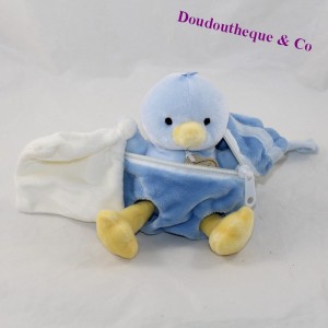 Doudou handkerchief Poussin BABY NAT' blue shell 20 cm