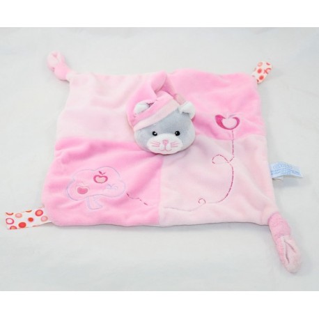 Doudou plat chat GIPSY rose pomme pommier 24 cm