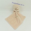 Doudou handkerchief bear BABY NAT' beige handkerchief white BN3520 10 cm
