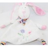 Doudou rabbit CP INTERNATIONAL white flowers embroidered 25 cm