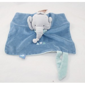 Flache Doudou Jack Elefanten NATTOU Jack Jules und Nestor blau Dreiecke grau 25 cm