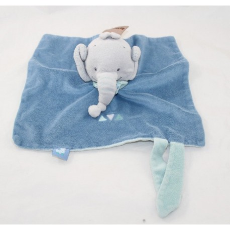 Blanket flat Jack elephant NATTOU Jack Jules and Nestor blue gray triangles 25 cm