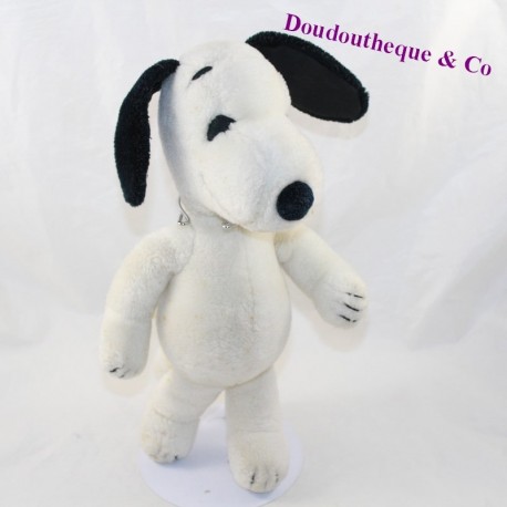 Peluche chien UNITED FEATURE Snoopy blanc noir vintage 1968 30 cm