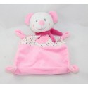 Flat cuddly toy mouse NICOTOY rectangle pink cloud scarf 23 cm