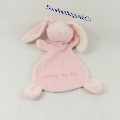 Doudou flaches Kaninchen Weizenkorn Rosa Muster Blumen 22cm