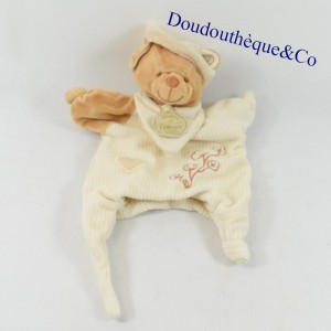 Doudou marionnette ours DOUDOU ET COMPAGNIE Bio blanc marron 32 cm