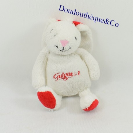 Conejo flaco GUIGOZ nariz blanca orejas rojas rosadas 18 cm
