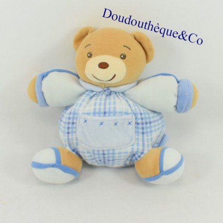 Doudou patapouf Bär KALOO Tasche und blaue Fliesen 15 cm