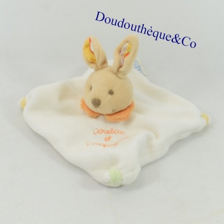 Doudou conejo plano DOUDOU AND COMPANY mini doudou collar naranja