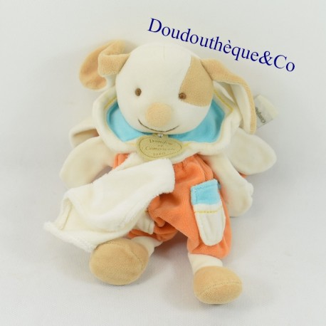 Doudou-Puppenpuppe Hund DOUDOU und FIRMA Orange Cape und Taschentuch 22 cm
