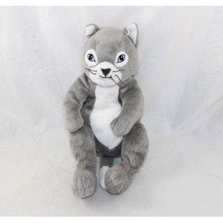IKEA Gosig Katt grau weißes Katzenplüschtier mit blauen Augen 28 cm