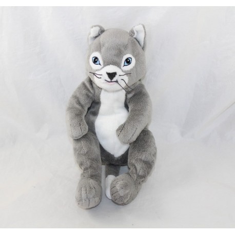 Peluche chat IKEA Gosig Katt gris blanc yeux bleus 28 cm