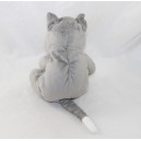 Peluche chat IKEA Gosig Katt gris blanc yeux bleus 28 cm