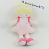 Peluche doll SUCRE D'ORGE pink dress embroidery cat 26 cm