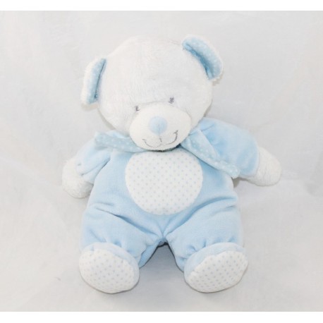 Oso oso TEX BEBÉ bufanda de guisante azul blanco Carrefour 26 cm