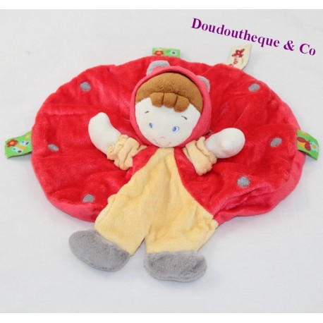 Doudou flach junge NICOTOY Käfer rot gelb 24 cm